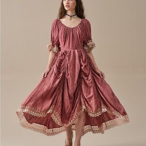 Linennaive Elowen 27 Linen Lace Gown in Plum